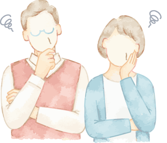 不安を抱える夫婦のイラスト